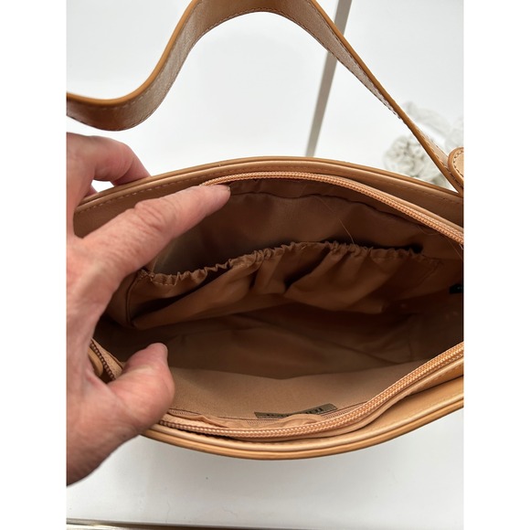 NWT BAGGS Leather Shoulder Bag Women Natural Tan Perforated Style 301 Y2K